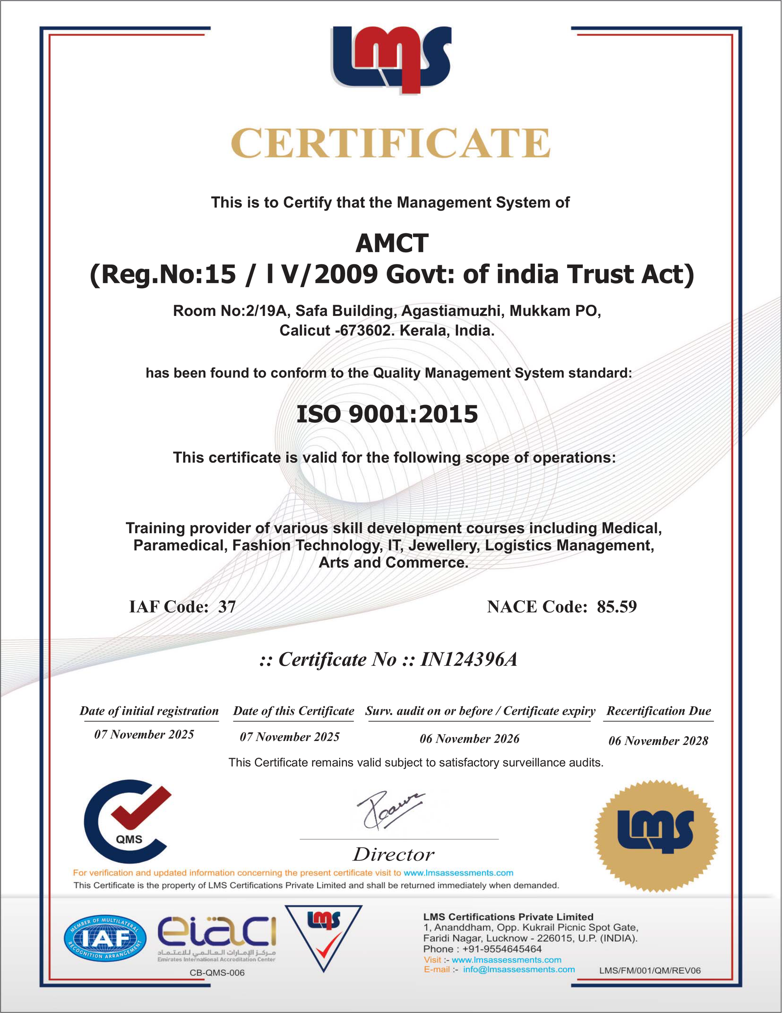 ISO 9001 DAC Certificate